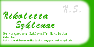 nikoletta szklenar business card